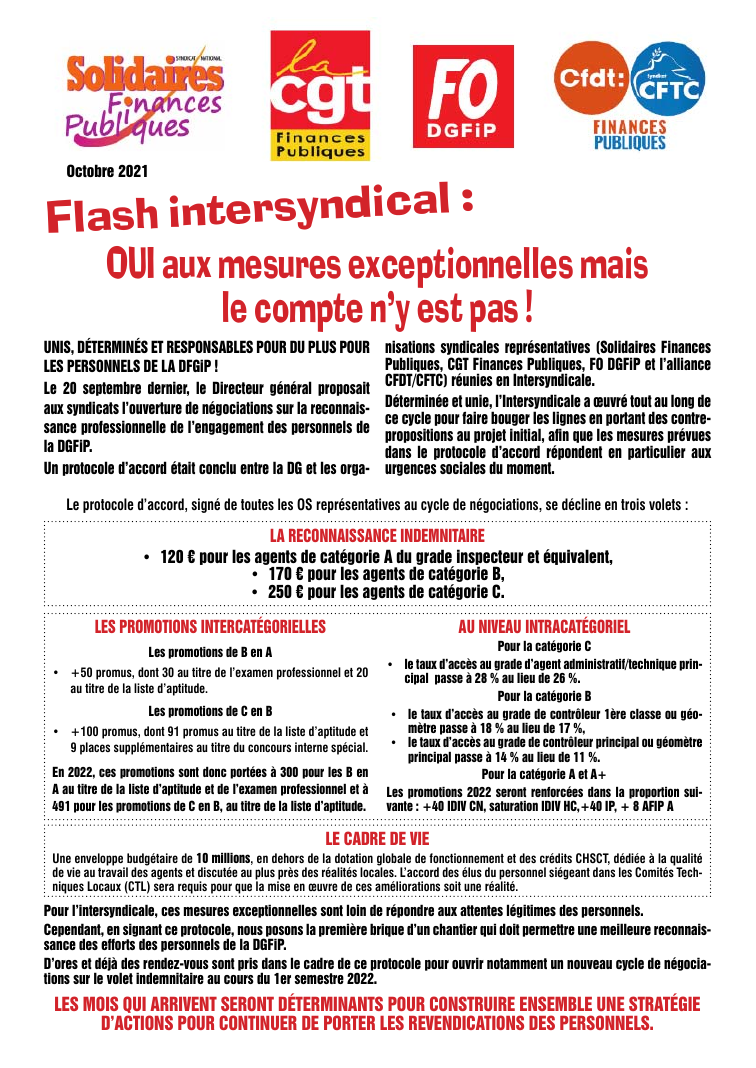 Flash intersyndical : OUI aux mesures exceptionnelles mais le compte n’y est pas !